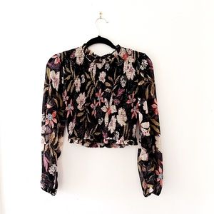 Smocked Floral Crop Top